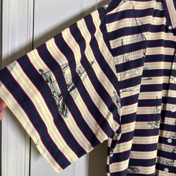 Gant Shirt Mens Large Blue Striped Button Down Sailor Imperial Poplin Salty Dog - Picture 8 of 13